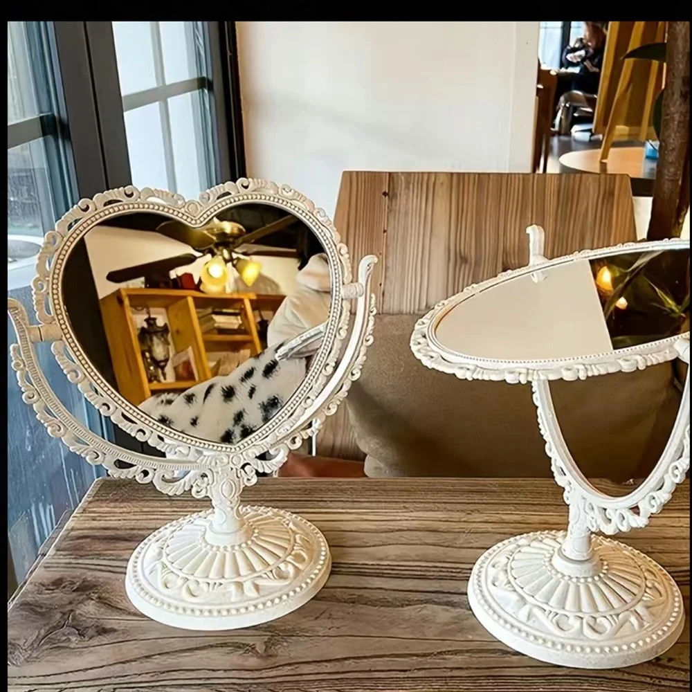 Double sided heart shaped vanity mirror (3 colors available)